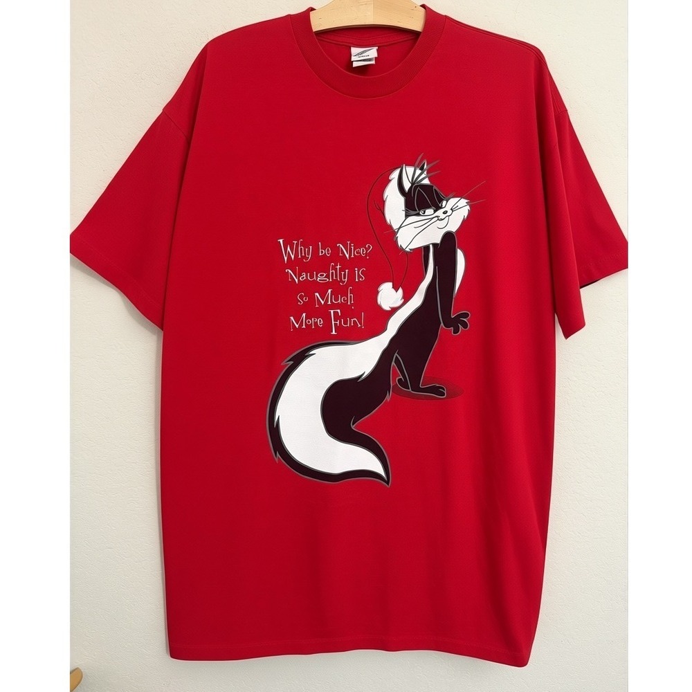 Vintage 1998 Warner Bros Penelope Pussycat Red Christmas T-Shirt One Size OSFM